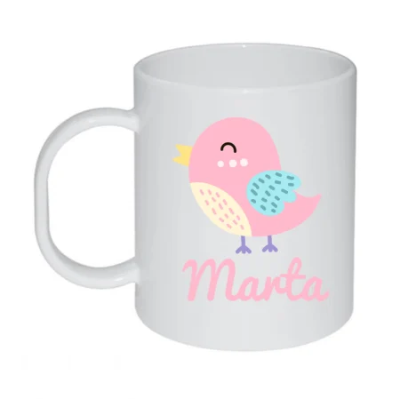 taza-infantil-personalizada-pájaro-rosa