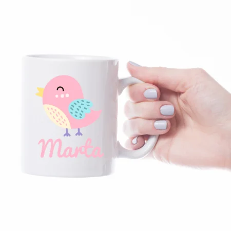 taza-infantil-personalizada-pájaro-rosa