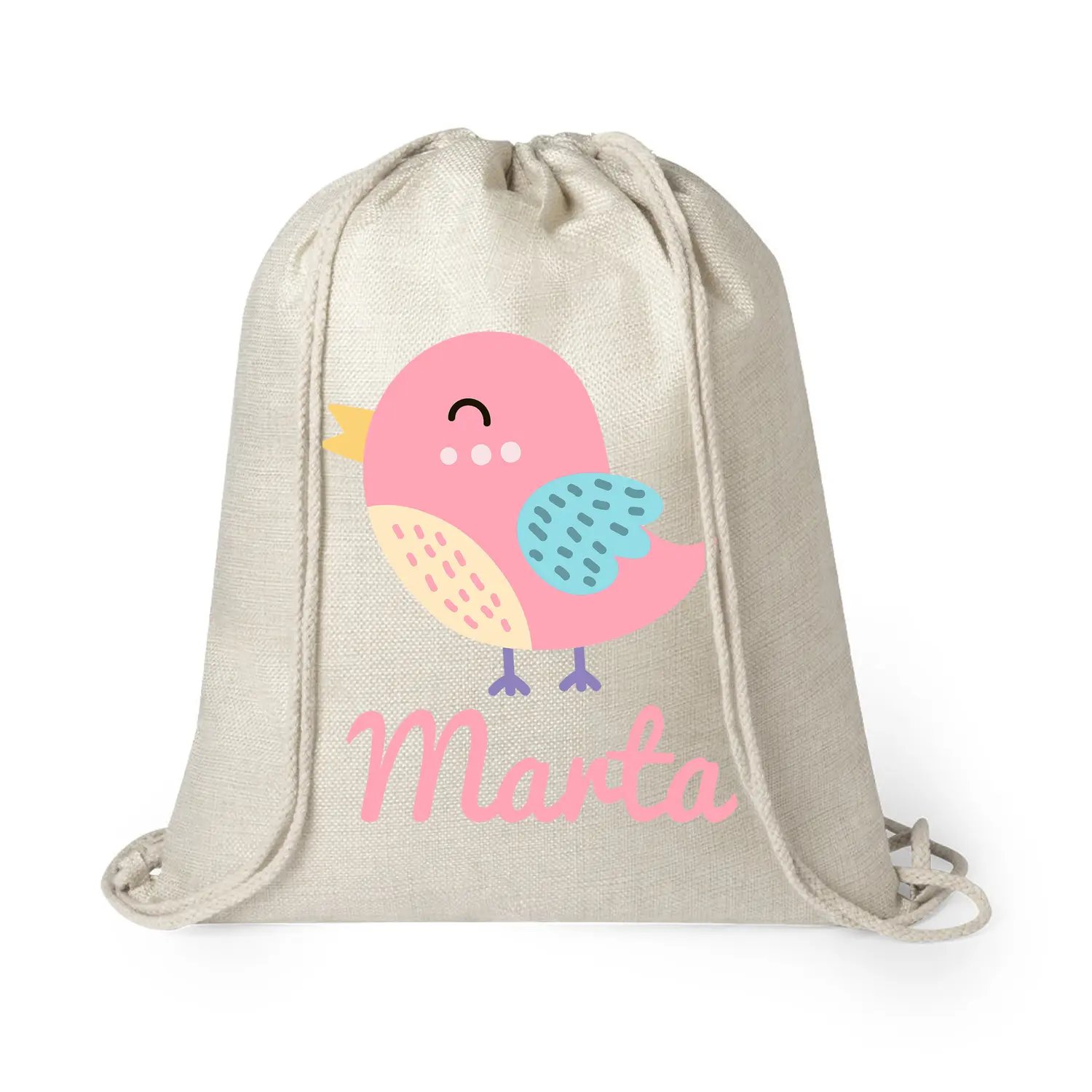 Mochila infantil personalizada "pájaro rosa"
