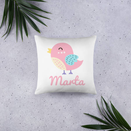 cojín-infantil-personalizado-pájaro-rosa