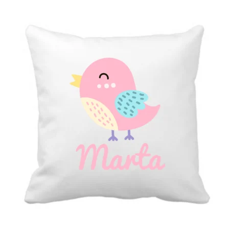 cojín-infantil-personalizado-pájaro-rosa