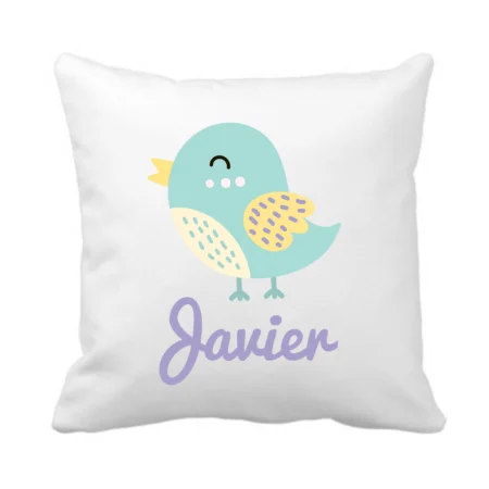 cojín-infantil-personalizado-pájaro azul