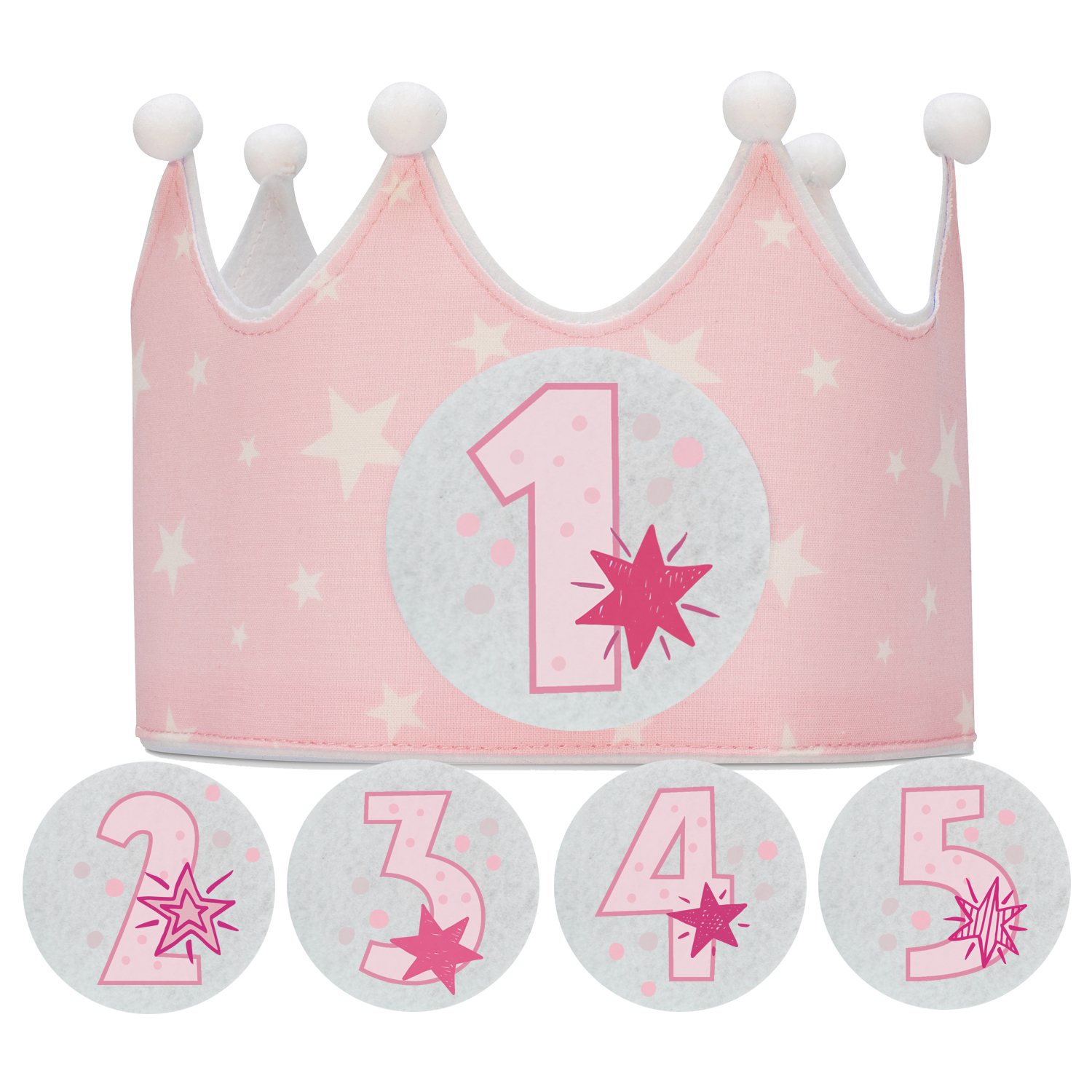 Corona Cumpleaños 1 Año con 9 Números Intercambiables - De 1 a 9