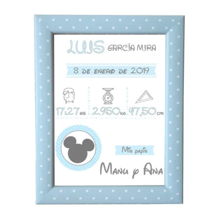 Lámina natalicia personalizada "Niño Azul" - 20x25 cm