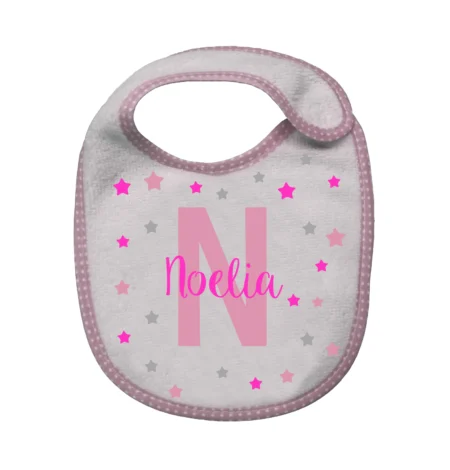 babero-personalizado-kembilove-estrellas-rosa-y-gris
