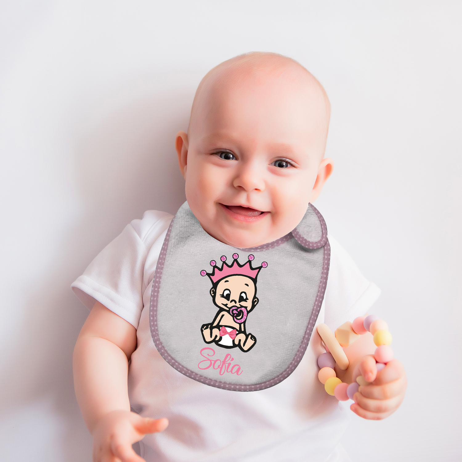Babero infantil personalizado niña rosa - Kembilove