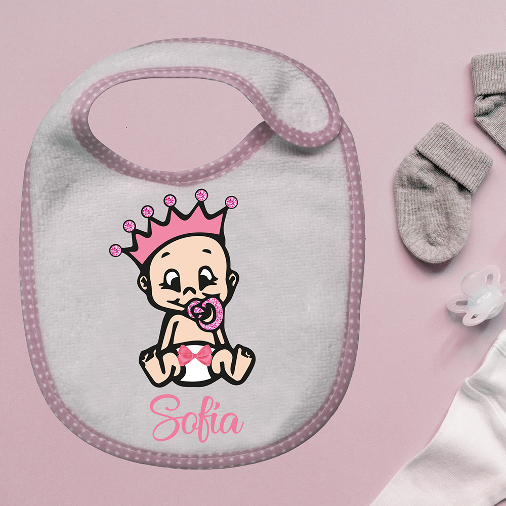 Babero infantil personalizado niña rosa - Kembilove