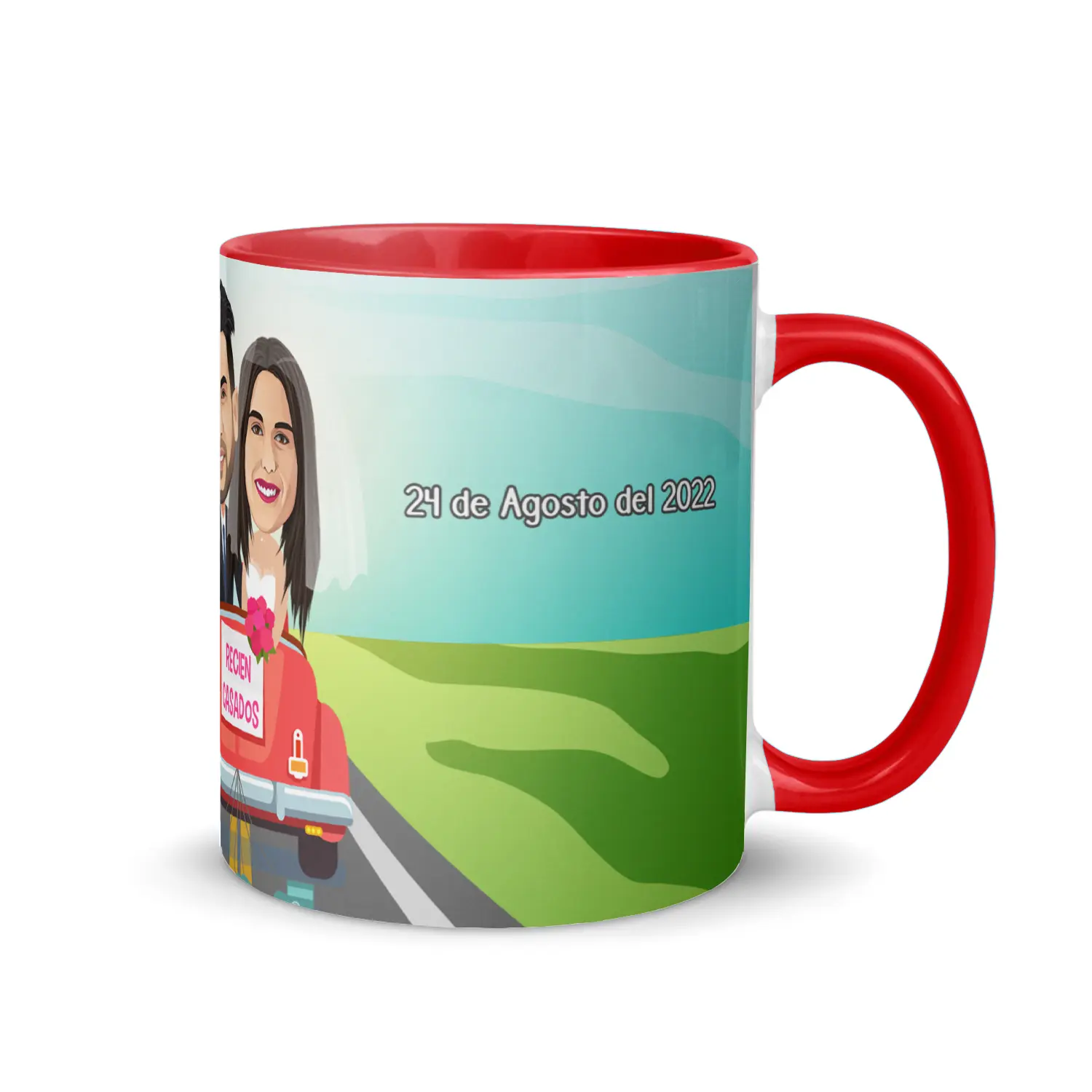 Taza-con-caricatura-recién-casados-bodas-regalos-únicos-kembilove