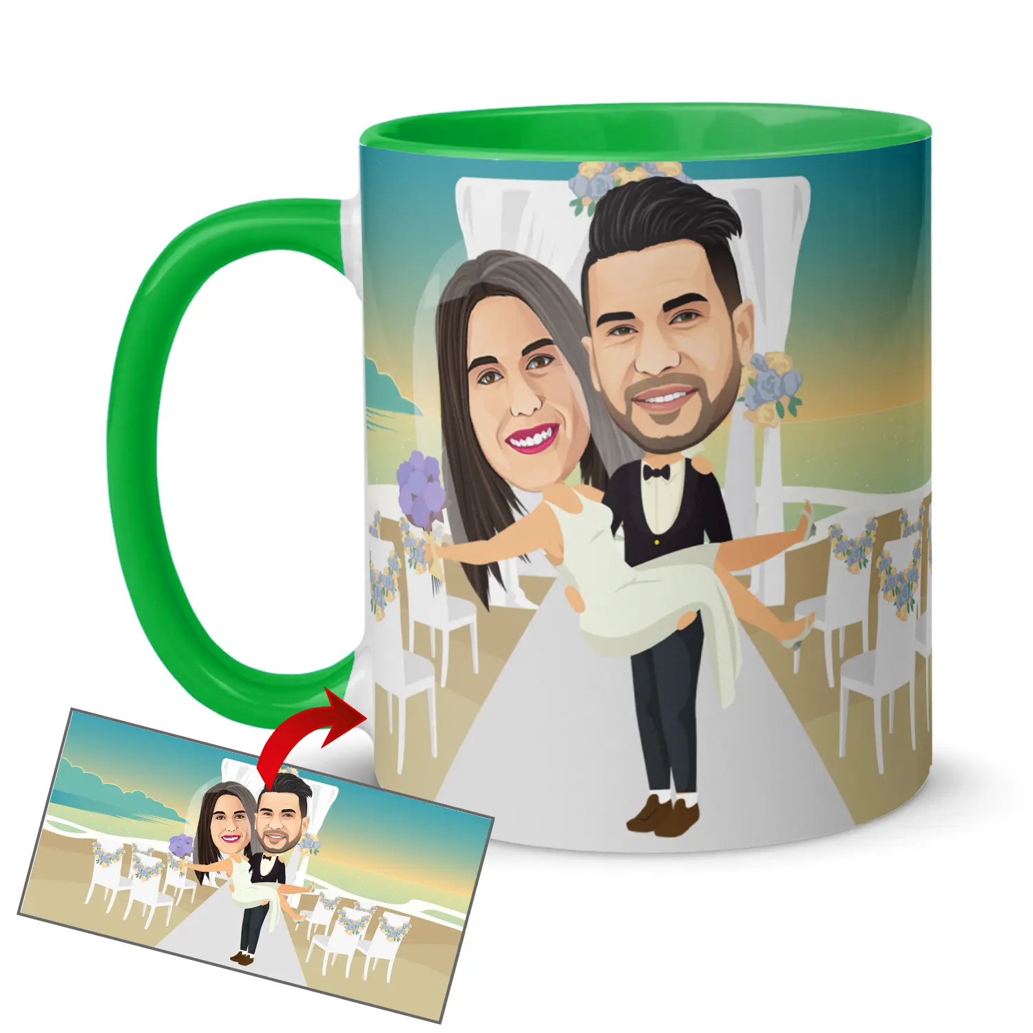 Taza-con-caricatura-luna-de-miel-bodas-regalos-únicos-kembilove