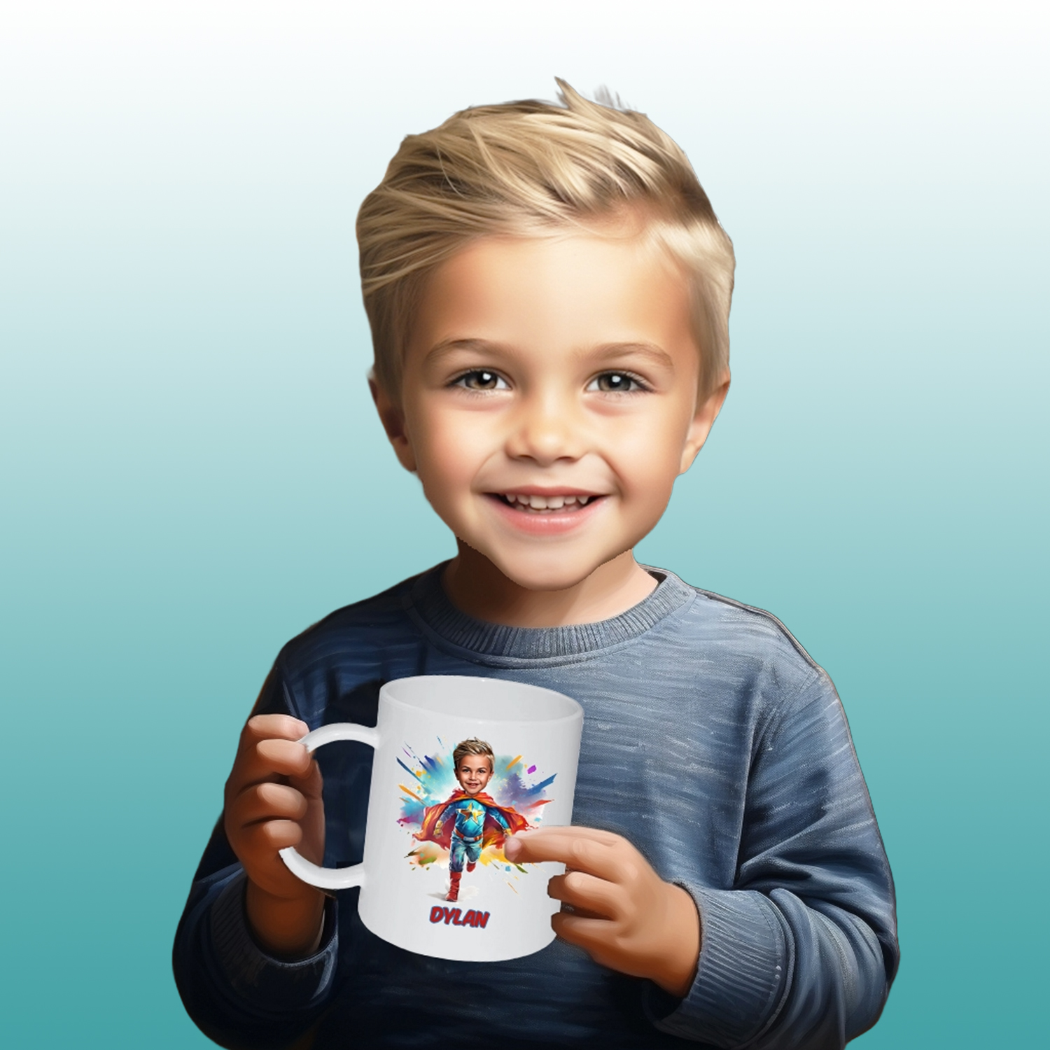niño con taza