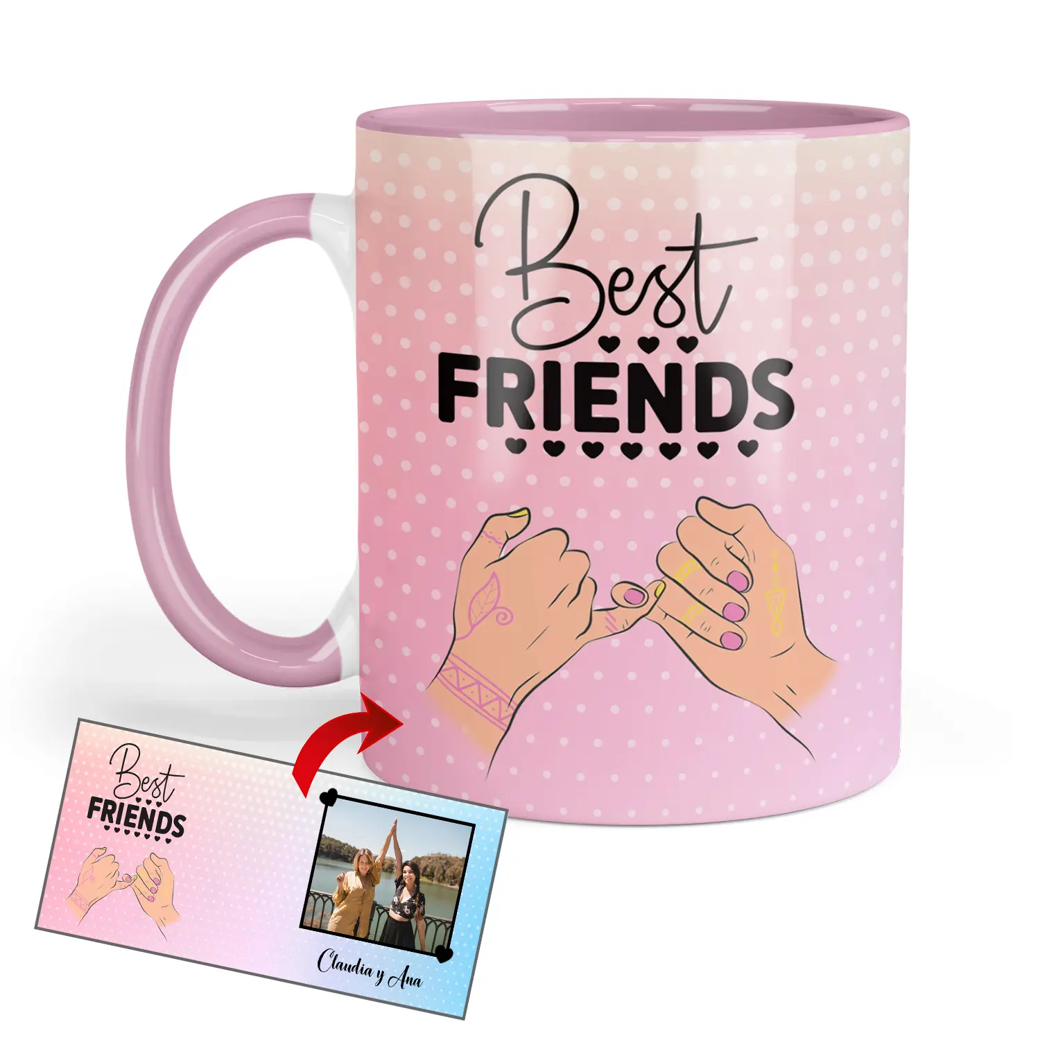 Taza personalizada con foto y texto para amigas "Best Friends"
