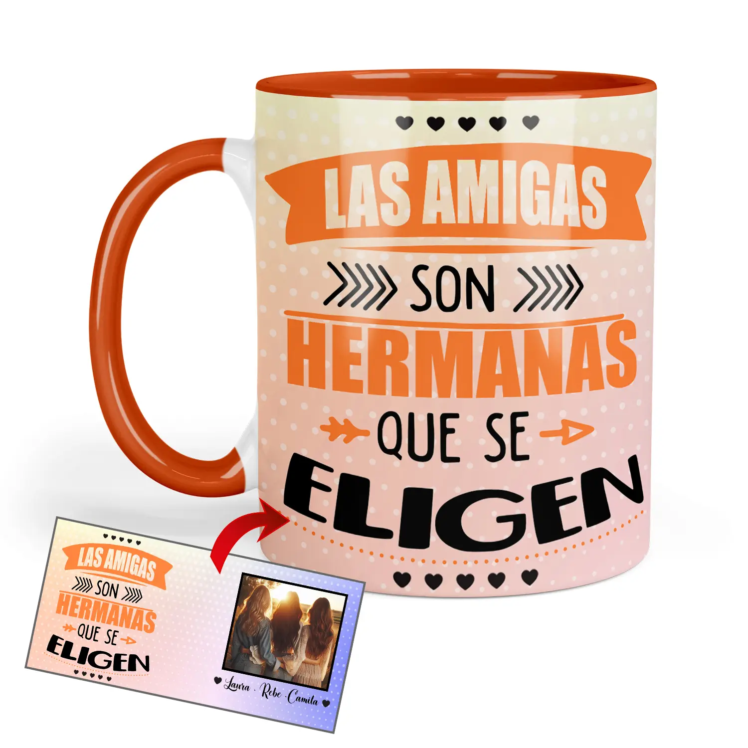 Taza personalizada con foto y frase para amigas "Las Amigas son Hermanas que se Eligen"