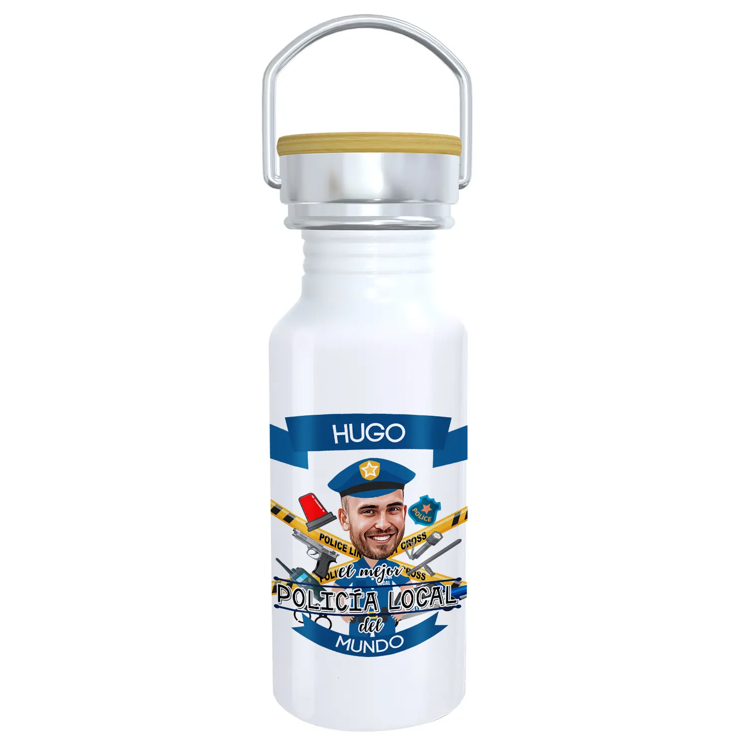 Botella con caricatura El Mejor Policía Local