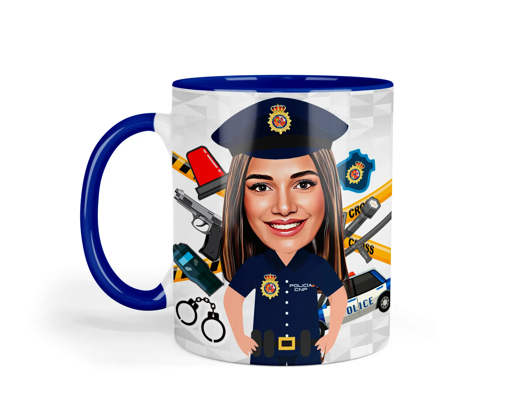 Taza con caricatura “La mejor policía Nacional del mundo”
