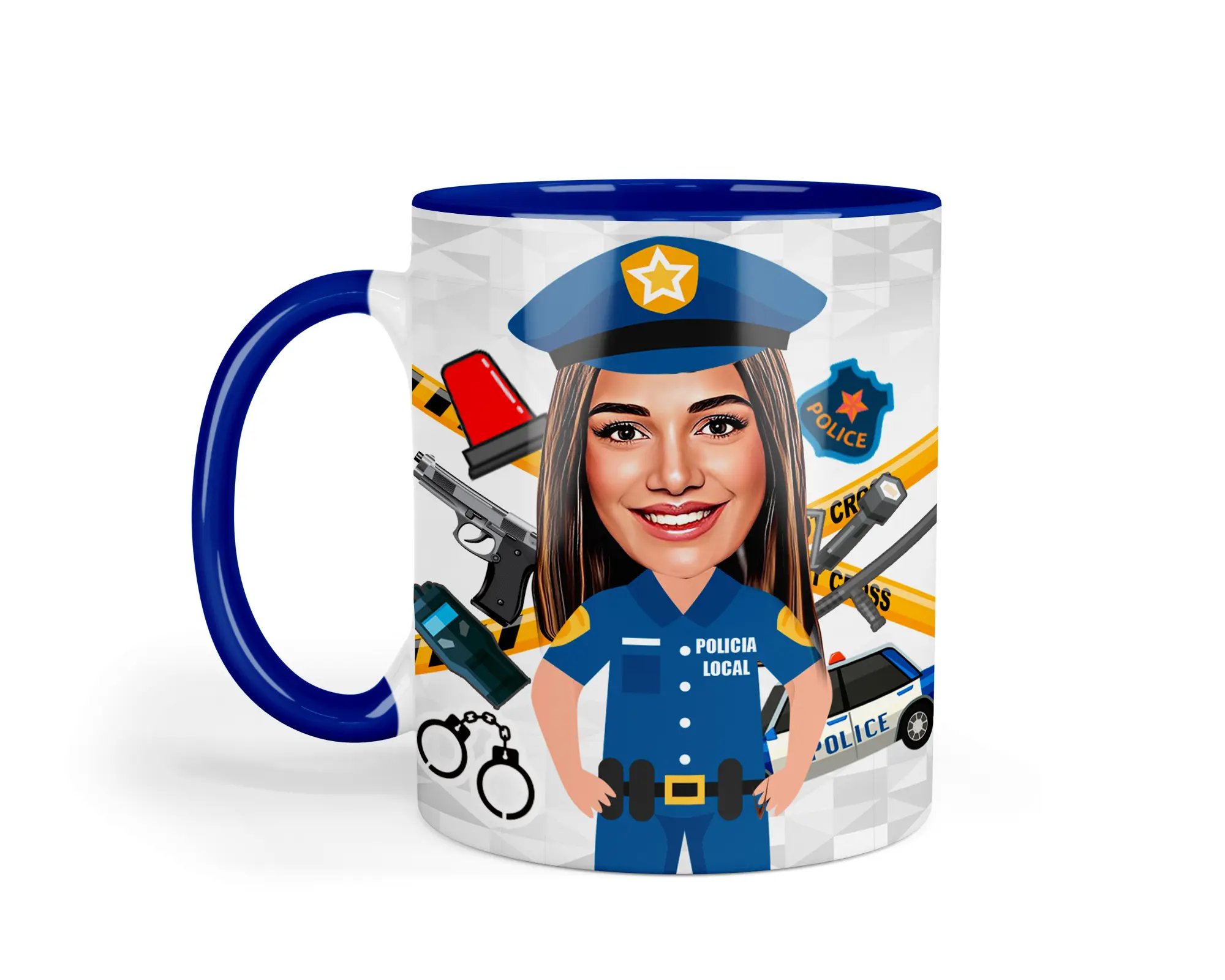 Taza con caricatura “La mejor policía local del mundo”