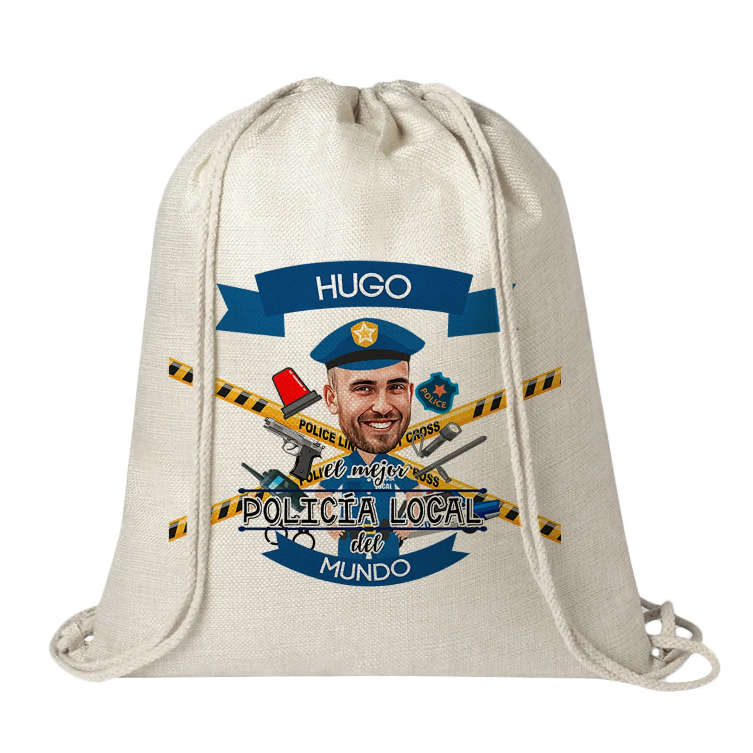 Mochila con caricatura "El Mejor Policía Local"