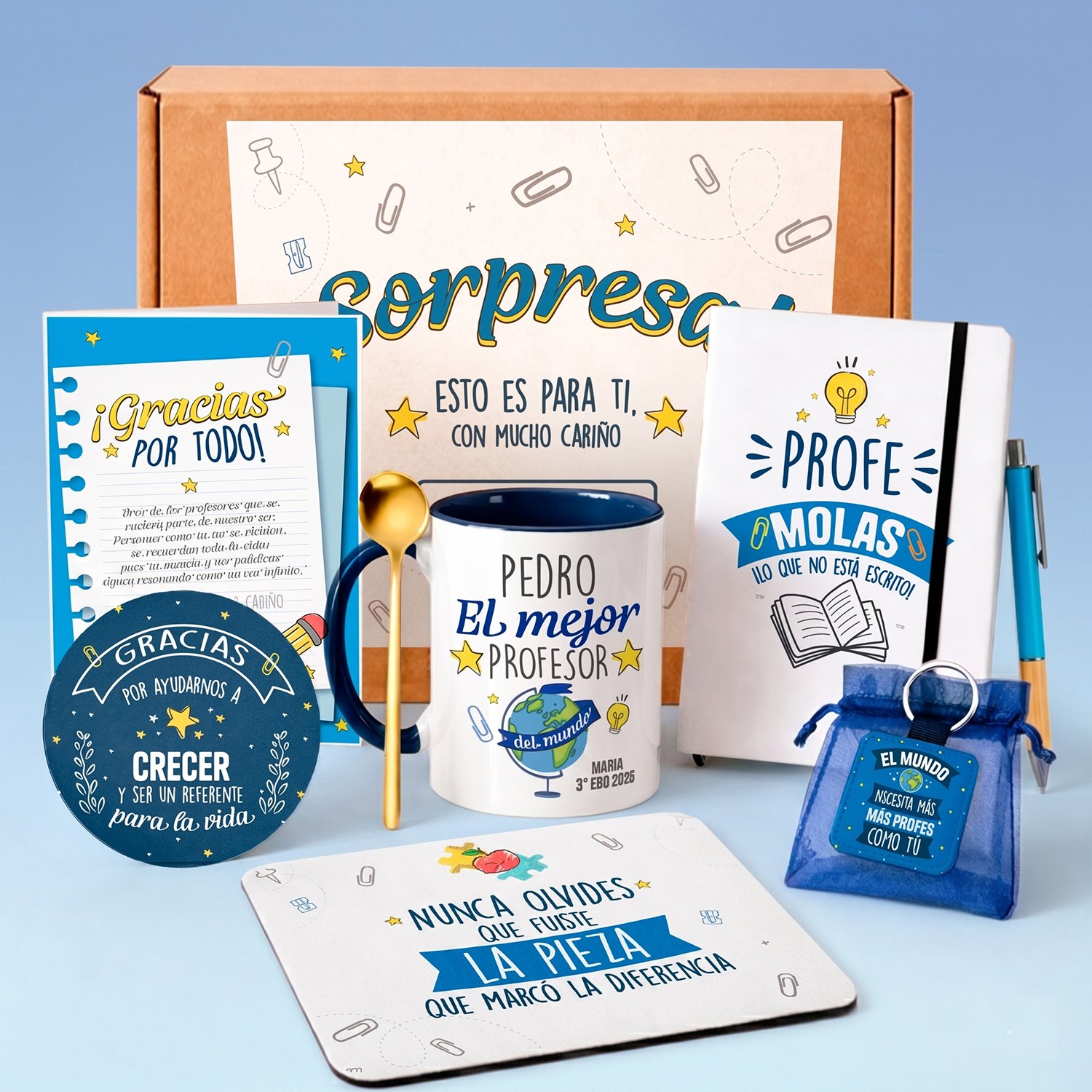 Regalo personalizado profesor Pack fin de curso Kembilove