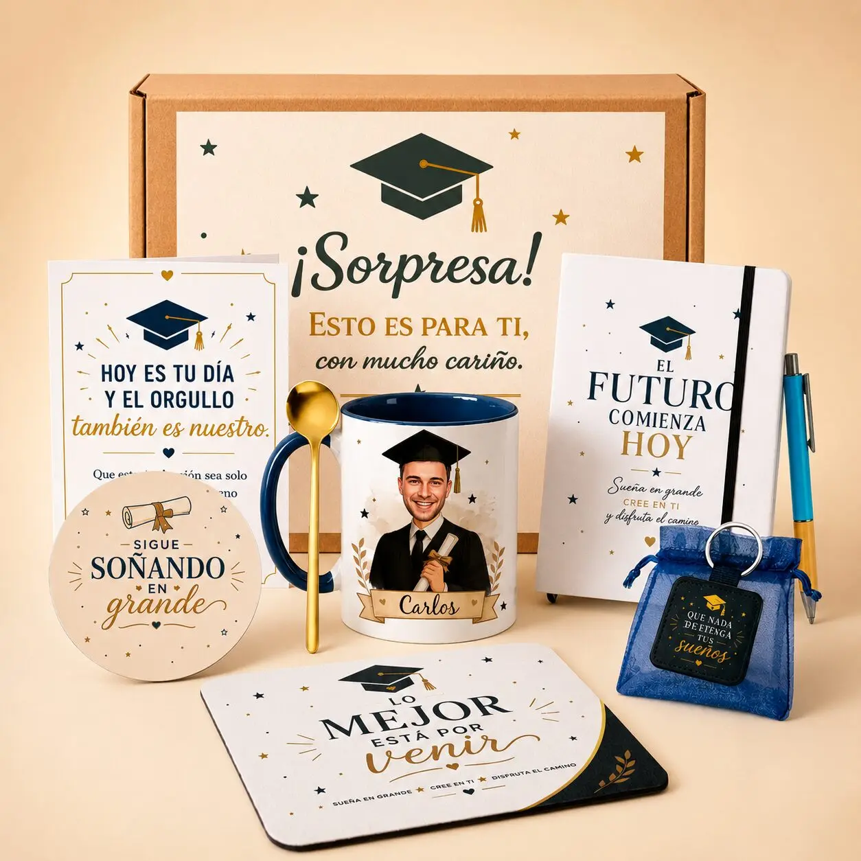 pack graduacion con taza caricatura kembilove