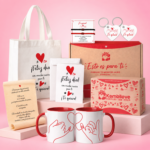Regalo para pareja con cojín, taza, bolsa y globo corazón Kembilove